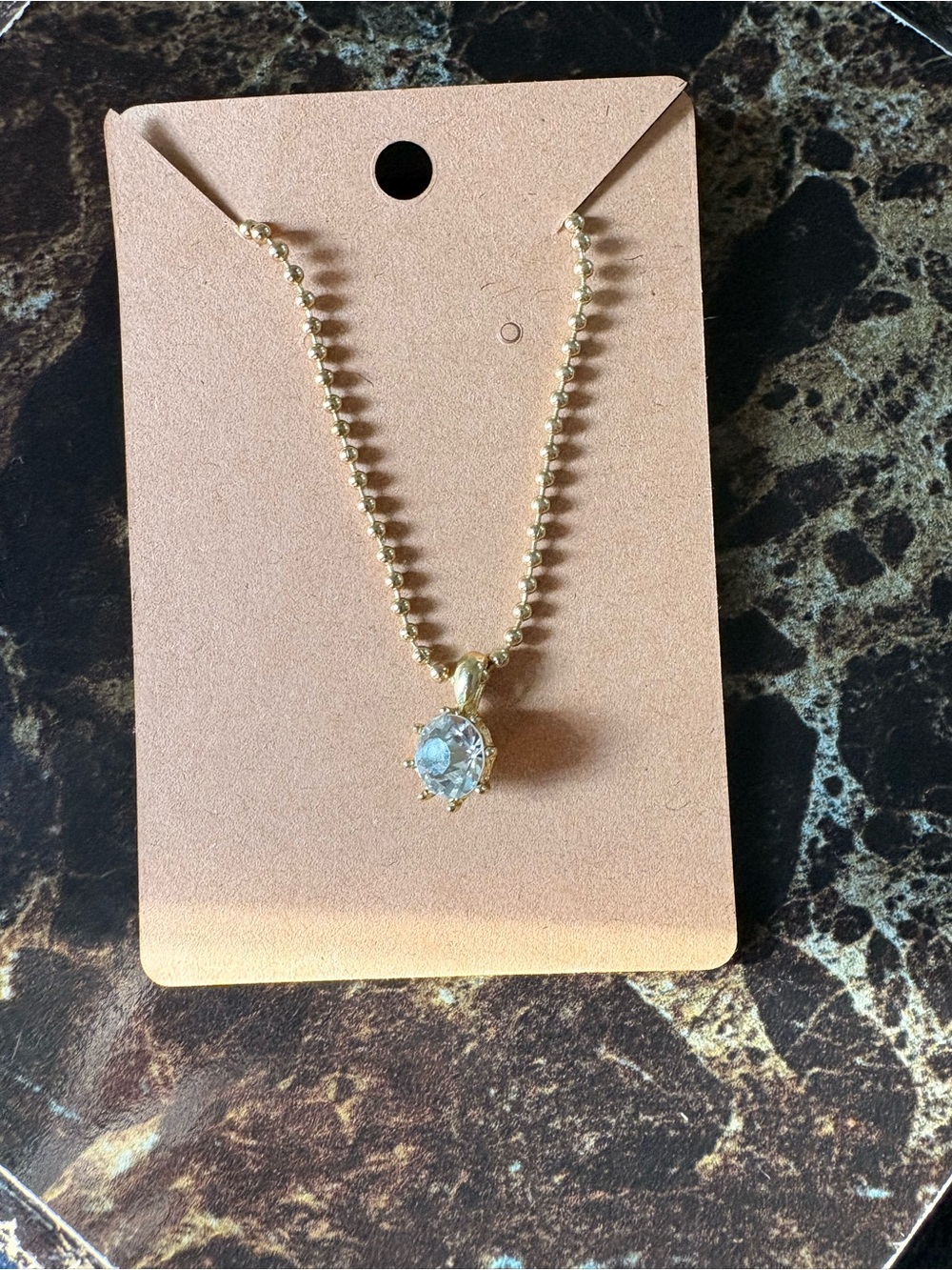 Gold-Tone Plated Clear Stone Pendant Necklace - Women Jewelry